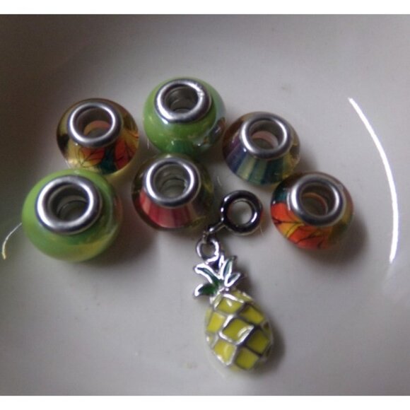 Mixed Color Large Hole Beads and Spacer Charm Set - Picture 1 of 2